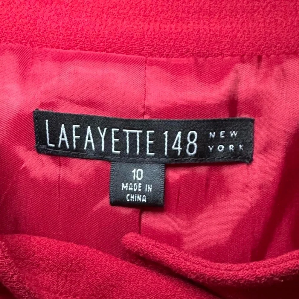 Lafayette 148 New York Women’s Chic Red Button Blazer Blouse Top — Size 10 - Picture 2 of 4